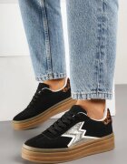 be.sport Adidași Negri cu Talpă de Cauciuc și Model Geometric Tolionne