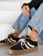 be.sport Adidași Negri stil tenis cu talpă groasă cu relief și perle asortate