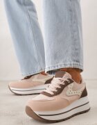 be.sport Adidași Roz cu talpă groasă cu perforații și inserții din tweed Idaphyphe