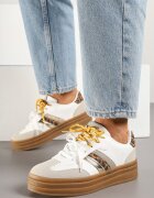 be.sport Sneakers Alb-Maro în Stilul Tenisilor Iconici cu Șireturi Suplimentare Nasalla