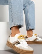 be.sport Sneakers Alb-Maro în Stilul Tenisilor Iconici cu Șireturi Suplimentare Nasalla