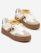 be.sport Sneakers Alb-Maro în Stilul Tenisilor Iconici cu Șireturi Suplimentare Nasalla