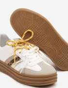 be.sport Sneakers Alb-Maro în Stilul Tenisilor Iconici cu Șireturi Suplimentare Nasalla