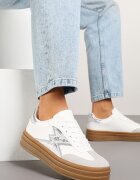 be.sport Sneakerși Argintii-Albi pe Talpă de Cauciuc cu Model Geometric Tolionne
