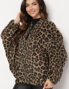 belcci Bluză Maro Imprimeu leopard cu adaos de in croi oversize Sintirra