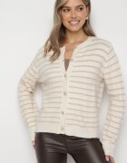 belcci Cardigan Deschizibil Bej în Dungi Finisat cu Manșete Elastice Irileisse