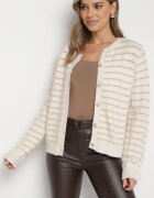 belcci Cardigan Deschizibil Bej în Dungi Finisat cu Manșete Elastice Irileisse