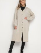 belcci Cardigan lung bej deschis cu adaos de viscoză decorat cu fir metalic Arsona