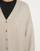 belcci Cardigan lung bej deschis cu adaos de viscoză decorat cu fir metalic Arsona