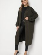 belcci Cardigan Verde Lung Deschis cu adaos de viscoză Decorat cu fir metalic Arsona