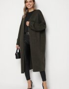 belcci Cardigan Verde Lung Deschis cu adaos de viscoză Decorat cu fir metalic Arsona
