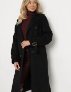 belcci Palton Trenci Negru cu Croială Clasică Dublu Rând cu Cordon Edrisella