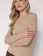 belcci Pulover Bej cu Vâscoză și Fir Metalic Lillanova