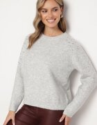 belcci Pulover Gri cu bumbac Decorat cu paiete Ceana