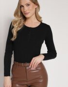 belcci Pulover Negru din Vâscoză Decorat cu Fir Metalic și nasturi la decolteu Lianola