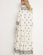 belcci Rochie Alb-Negru Evazată cu Partea de Sus Tip Cămașă cu Model Etnic Ronitta