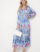 belcci Rochie Albastră Maxi cu Model Etno și Elastic în Talie Junimiza