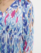 belcci Rochie Albastră Maxi cu Model Etno și Elastic în Talie Junimiza