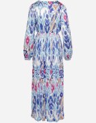 belcci Rochie Albastră Maxi cu Model Etno și Elastic în Talie Junimiza