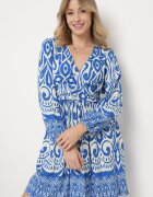 belcci Rochie Albastru-Alb Evazată cu Încrețituri Decorative și Elastic la Spate Jolilama