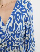 belcci Rochie Albastru-Alb Evazată cu Încrețituri Decorative și Elastic la Spate Jolilama