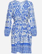 belcci Rochie Albastru-Alb Evazată cu Încrețituri Decorative și Elastic la Spate Jolilama