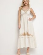 belcci Rochie Bej Petrecută cu In Vâscoză și Broderie Miliova