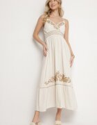 belcci Rochie Bej Petrecută cu In Vâscoză și Broderie Miliova