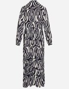 belcci Rochie Bleumarin-Albă Lungă Cloș cu Imprimeu Geometrie cu Croi Tip Cămașă Verdana