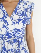belcci Rochie Bleumarin-Albă Tip plic Maxi cu flori cu volan și legătură Xahna