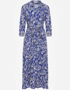 belcci Rochie cămașă bleumarin din viscoză decorată cu model ornamental Hoarna