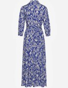 belcci Rochie cămașă bleumarin din viscoză decorată cu model ornamental Hoarna