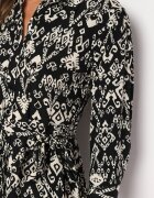 belcci Rochie cămașă Neagră din viscoză decorată cu model ornamental Hoarna
