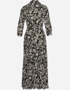 belcci Rochie cămașă Neagră din viscoză decorată cu model ornamental Hoarna