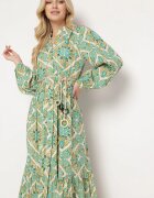 belcci Rochie Cloș Verde din Vâscoză încheiată cu nasturi cu volane Nrines