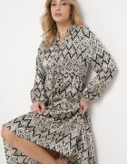 belcci Rochie Evazată Negru-Albă Cu șnur în talie Încheiată cu nasturi Biemarie