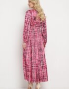 belcci Rochie Fucsia Maxi cu elastic în talie și tiv plisat cu model tweed Viostana