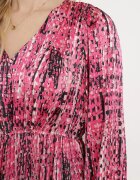 belcci Rochie Fucsia Maxi cu elastic în talie și tiv plisat cu model tweed Viostana