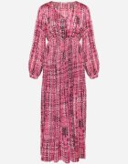 belcci Rochie Fucsia Maxi cu elastic în talie și tiv plisat cu model tweed Viostana