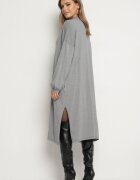 belcci Rochie Gri Dreaptă cu Viscoză Decorată cu Fir Metalic Arfalea