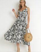 belcci Rochie Neagră Plisată Maxi cu Decolteu petrecut și Elastic în talie Ekeze