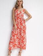 belcci Rochie Plisată Portocalie Maxi cu bretele subțiri cu elastic încrețit în talie Asheli