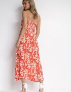 belcci Rochie Plisată Portocalie Maxi cu bretele subțiri cu elastic încrețit în talie Asheli