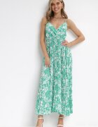 belcci Rochie Plisată Verde Maxi cu Decolteu petrecut și Talie elastică Ekeze