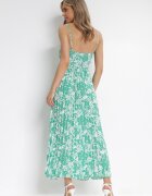 belcci Rochie Plisată Verde Maxi cu Decolteu petrecut și Talie elastică Ekeze