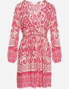 belcci Rochie Roz-Albă Evazată din Viscoză cu Încrețire Decorativă și Elastic la Spate Jolilama