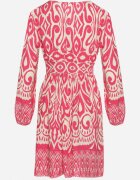 belcci Rochie Roz-Albă Evazată din Viscoză cu Încrețire Decorativă și Elastic la Spate Jolilama