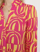 belcci Rochie Roz-galbenă Lungă Cloș cu Imprimeu Geometric tip Cămașă Verdana