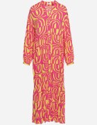 belcci Rochie Roz-galbenă Lungă Cloș cu Imprimeu Geometric tip Cămașă Verdana