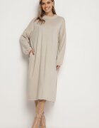 belcci Rochie tip cutie bej cu vâscoză decorată cu fir metalic Arfalea
